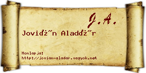 Jovián Aladár névjegykártya